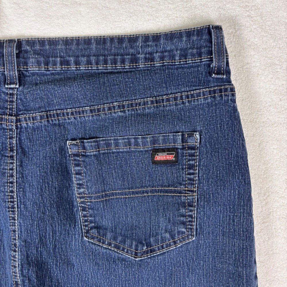 Genuine Dickies Denim Mini Skirt Womens 14 Blue Stretch Western Utility Classic